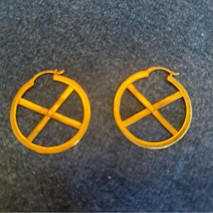 Gold Circular X Hoop Earrings from Julie Vos